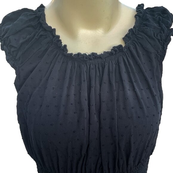 1412 Swiss Dot Off Shoulder Romper - Picture 3 of 8